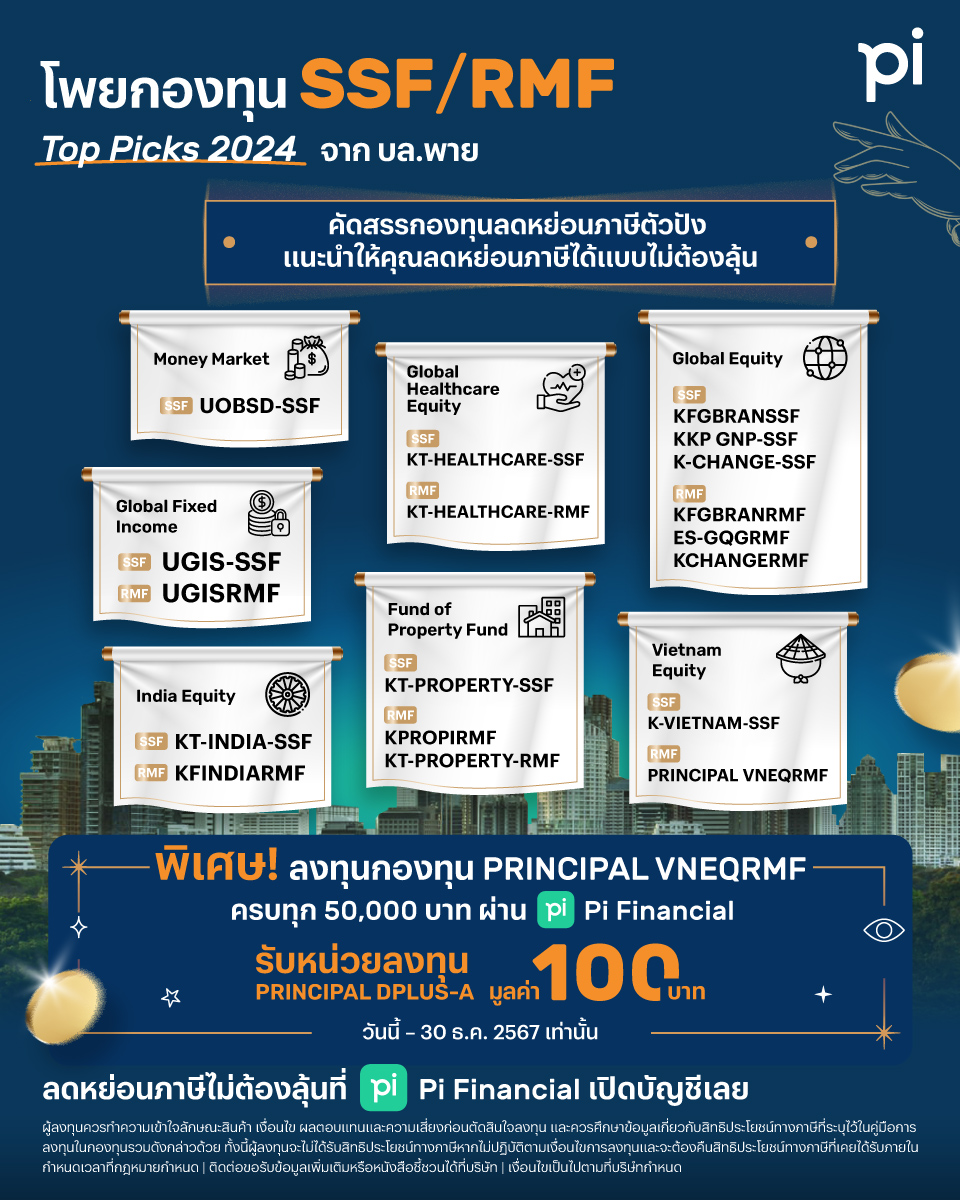 เปิดโพยกองทุน SSF/RMF Top Picks ปี 2567 รวมกองทุนลดหย่อนภาษี | Pi ...
